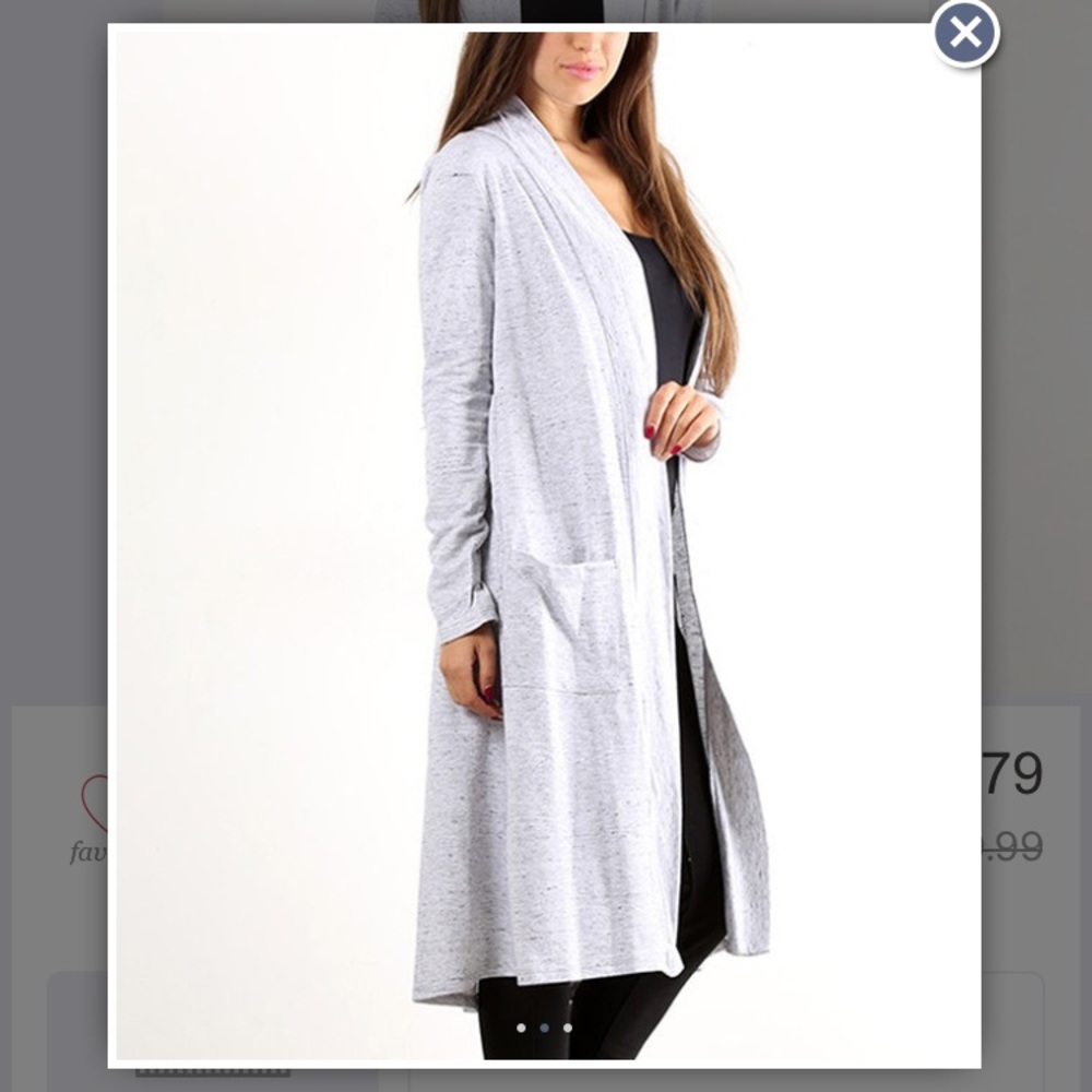 Long, gray cardigan - Picture 7 of 8